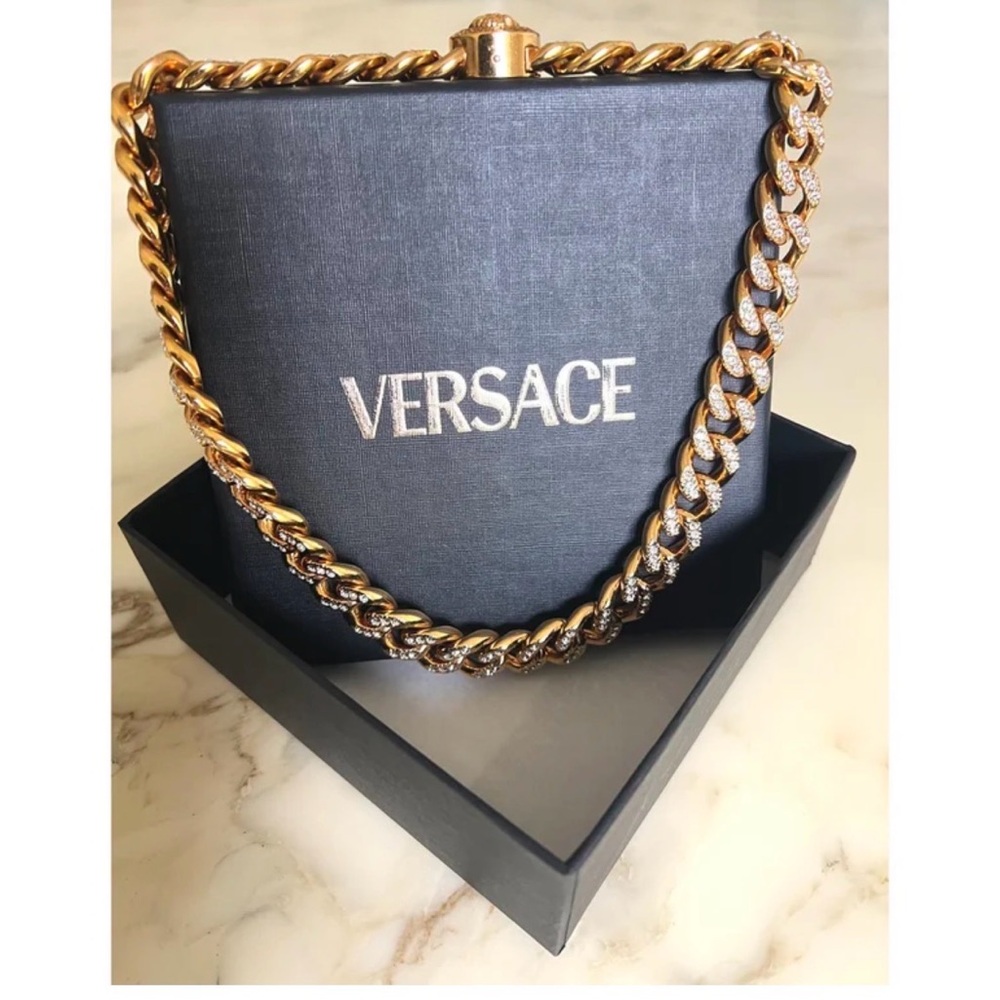 Versace Medusa Gold and Crystals Chain Necklace